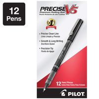 PILOT Precise V5 Stick Liquid Ink Rolling Ball Stick Pens, Extra Fine Point, Black Ink, 12 Count (35334)