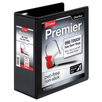 Cardinal Premier Easy Open 3-Ring Binder, 4", ONE-Touch Easy Open Locking Slant-D Rings, 880-Sheet Capacity, ClearVue Cover, PVC-Free, Black (10341)