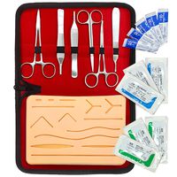 Complete Suture Practice KIT for Medical and Vet Students - Reusable Skin Simulation Silicon PAD 4th GEN with PRE-Cut Wounds, Full Set of Essentials Stainless Still SUTURING Tools