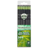 Ticonderoga Pencils, Wood-Cased, Graphite #2 HB Soft, Black, 24-Pack (13926)