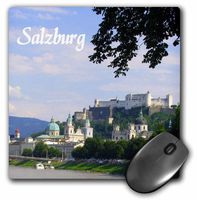 3dRose LLC 8 x 8 x 0.25 Inches Mouse Pad, Salzburg Sunny River-Side City Photography, Beautiful Cities in Europe/Austria/Austrian Towns (mp_155614_1)