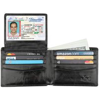 Wallet for Men-Genuine Leather RFID Blocking Bifold Stylish Wallet With 2 ID Window (Wax Black)