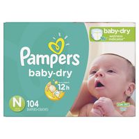 Diapers Newborn / Size 0 (< 10 lb), 104 Count - Pampers Baby Dry Disposable Baby Diapers, Super Pack (Packaging May Vary)