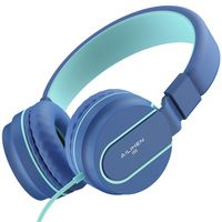 AILIHEN I35 Kid Headphones with Microphone Volume Limited Childrens Girls Boys Teens Lightweight Foldable Portable Wired Headsets for School Airplane Travel Cellphones Tablets (Blue)