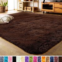 LOCHAS Soft Indoor Modern Area Rugs Fluffy Living Room Carpets Suitable for Children Bedroom Decor Nursery Rugs 4 Feet by 5.3 Feet (Brown)