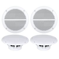 Enrock 2-EM602W 4 X Marine Dual Weather Resistant Full Range Speaker 250 Watts Peak Pack of 4 4 Speaker
