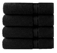 COTTON CRAFT - 4 Pack - Ultra Soft Oversized Extra Large Bath Towels 30x54 Black - 100% Pure Ringspun Cotton - Luxurious Rayon Trim - Ideal for Daily Use - Each Towel Weighs 22 Ounces