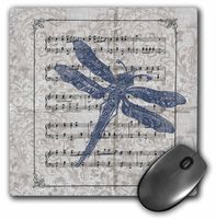 3dRose Vintage Blue Dragonfly - Mouse Pad, 8 by 8" (mp_108739_1)