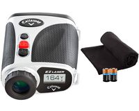 Callaway EZ Scan Golf Laser Rangefinder Bundle | Includes Microfiber Towel & Extra CR2 Battery | 5X Magnification, Pin Acquisition Technology & EZ Mode | Water/Fog Resistant