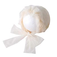Newborn Baby Photography Props Girls Cute Mesh Dot Handmade Hat Headdress (Beige)
