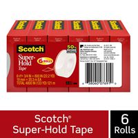 Scotch Super-Hold Tape, Strong and Durable, Glossy Finish, Engineered for Sealing, 3/4 x 800 Inches, Boxed, 6 Rolls (700S6)