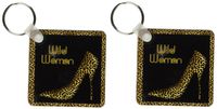 3dRose Cheetah Print Wildl Woman Stiletto Pump and Diamond Bling - Key Chains, 2.25 x 4.5 inches, set of 2 (kc_21804_1)