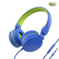 LORELEI L-01 Wied Kids Headphones Children Girls Boys Teens 85DB Volume Limiting with Mic and 3.5mm Socket Compatible Cellphone ipad comptuer MP3/4 (Blue-Green)