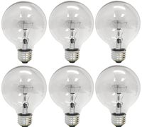 GE Lighting 12980 40-Watt 410-Lumen G25 Globe Light Bulbs, Crystal Clear, 6-Pack