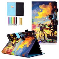 LittleMax Fire HD 10 Case, Colorful Synthetic Leather Kickstand Soft Gel Protective Cover with Auto Wake/Sleep for Amazon Kindle Fire HD 10.1 Inch 7th Gen & 5th Gen -4 Bicycle Boy