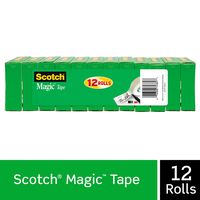 Scotch Brand Magic Tape, 12 Refill Rolls, Numerous Applications, Matte Finish, Engineered for Office and Home Use, Great for Gift Wrapping, 3/4 x 1000 Inches, Boxed (810K12)