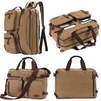 14 inch 15.6 inch Laptop Bag,Sheng TS Hybrid Multifunction Messenger Bag Convertible Laptop Rucksack BookBag Canvas for Men,Women,College Students (Vintage Khaki Canvas, 15.6 inch)