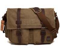 Berchirly Vintage Military Men Canvas Messenger Bag Travel Shoulder Bags for 14.7Inch Laptop