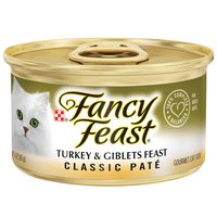Purina Fancy Feast Grain Free Pate Wet Cat Food, Classic Pate Turkey & Giblets Feast - (24) 3 oz. Cans