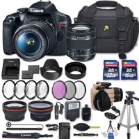 Canon EOS Rebel T7 DSLR Camera with EF-S 18-55mm f/3.5-5.6 is II Lens + 2 Memory Cards + 2 Auxiliary Lenses + HD Filters + 50" Tripod + Premium Accessories Bundle(24 Items)