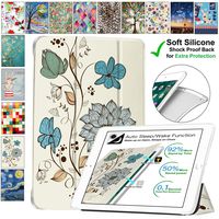 DuraSafe Cases for iPad Mini 3/2 / 1-7.9 Inch [ A1432 A1454 A1455 A1489 A1490 A1491 A1599 A1600 ] Printed Smart Cover with Transparent Back - Watercolor Flowers (Soft Silicone Back)