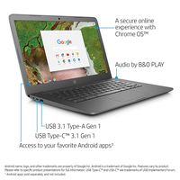 HP Flagship 14in 180-degree Hinge Chromebook HD SVA (1366 x 768), Intel Dual Core Celeron N3550 2.4GHz, 4GB RAM, 16GB eMMc, Bluetooth, HDMI, Stereo speakers, HD Webcam, Chrome OS[](Renewed)