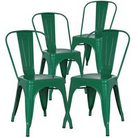 Poly and Bark Trattoria Kitchen and Dining Metal Side Chair in Dark Green (Set of 4)