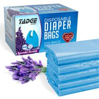 Tadge Goods Baby Disposable Diaper Bags - 100% Biodegradable Diaper Sacks with Lavender Scent & Added Baking Soda to Absorb Odors - 200 Count (Blue)