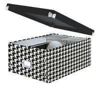 Snap-N-Store Double Wide CD Storage Box, 6.125" x 10.5" x 14", Holds up to 330 CDs/DVDs, Houndstooth (SNS03315)