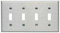 Leviton 84012 4-Gang Toggle Device Switch Wallplate, Standard Size, Device Mount, Stainless Steel