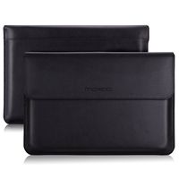 MoKo Laptop Sleeve Bag for MacBook Pro 15.4-Inch, Protective PU Leather PC Notebook Case Cover for Apple New MacBook Pro 15" (2018 & 2017 & 2016), Built-in Card Slot, Black
