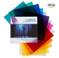 La Babite Pack of 20 Colored Overlays Transparency Color Film Plastic Sheets Correction Gel Light Filter Sheet, 8.7 by 11 Inch,10 Different Colors