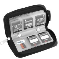 Memory Card Carrying Case /Black/Wallet/Organizer/Bag- Suitable for Storage SD Micro SD CF SDXC SDHC MMC Trail Camera Memory Cards /1PC Microfiber Cleaning Cloth Sticker Included(22 slots)