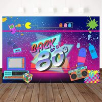 Mehofoto 80's Backdrop Back to 80's Hip Hop Party Background 7x5ft Graffiti Music Game Vinyl Photography Backdrop Banner Decoration