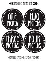 Months In Motion Gender Neutral Baby Month Stickers - Monthly Milestone Sticker for Boy or Girl - Infant Photo Prop for First Year - Shower Gift - Newborn Keepsakes - Unisex - Style 1027