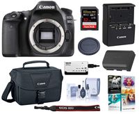 Canon EOS 80D DSLR Camera Body, Black - Bundle With Camera Bag, 32GB Class 10 SDHC Card, Cleaning Kit, Software Package, SD Card Reader