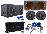 (2) Rockville W12K9D2 12" 8000w Subwoofers+Sealed Sub Box+Mono Amplifier+Amp Kit