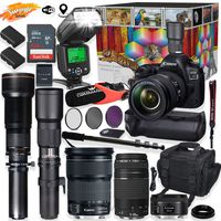 Canon EOS 5D Mark IV DSLR Camera 5 Lens Professional Bundle with Canon 24-105mm STM, 50mm f/1.8 & 75-300mm Lenses + 500mm & 650-1300mm Preset Telephoto Summer Special Wildlife Bundle