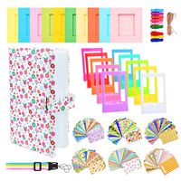 Sunmns Accessories Bundle Kit Set for Fujifilm Instax Mini 9 8 90 70 Films, Accessory Include Album, Film Stickers, Desk Frames, Hanging Frame, Strap (White Floral)