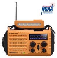 Emergency Solar Hand Crank AM/FM/SW/NOAA Weather Alert Battery Operated Portable Radio with Compass, 5W LED Flashlight, Reading Lamp, SOS Alarm, 2000mAh Power Bank for Cellphone Charger Home Camping