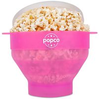 The Original Popco Silicone Microwave Popcorn Popper with Handles, Silicone Popcorn Maker, Collapsible Bowl Bpa Free and Dishwasher Safe - 10 Colors Available (Transparent Pink)