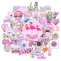 Laptop Stickers for Water Bottles, 53 Pcs Cute Pink Vinyl Laptop and Water Bottle Decal Sticker Pack, Waterproof Stickers, for Laptop, Luggage, Car, Skateboard, Motorcycle, Bicycle