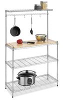 Whitmor Supreme Baker's Rack with Food Safe Removable Wood Cutting Board - Chrome