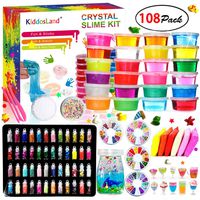 DIY Crystal Slime Kit - Slime kits for Girls Boys Toys with 48 Glitter Powder,Clear Slime Supplies for Kids Art Craft,Includes Air Dry Clay, Fruit Slice and Tools,Squeeze Stress Relief Toy (24 Colors)