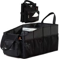 FoxBoxUsa Tote Car Organizer Front Seat with Tissue Box & Cup Holder | Back Seat Car Organizer Between Seats | Passenger Seat Floor Organizer Under Seat | Backseat Police Storage Container