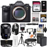 Sony Alpha A9 Wi-Fi 4K Digital Camera Body with 24-70mm f/4 ZA Lens + 128GB + Battery & Charger + Backpack + Filters + LED/Flash + Mic + Tripod + Kit