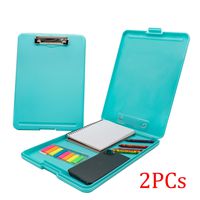 2PC Letter Size Plastic Storage Clipboard with Built-in Pen Holder