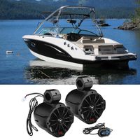 (2) Boss 6.5" 750 Watt Powered Marine Bluetooth Wakeboard Tower Speakers+Remote