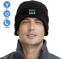 Bluetooth Beanie Hat Headphones, Perytong Wireless V5.0 Headset Unisex Fleece Winter Hats Running Cap with Microphones and Stereo Speakers Washable for Hands-Free Call,Music,Running, Skiing(Black)