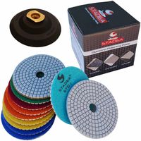 Diamond Polishing Pads 4" inch Wet/Dry Set of 11+1 Backer Pad Best Value Granite Concrete